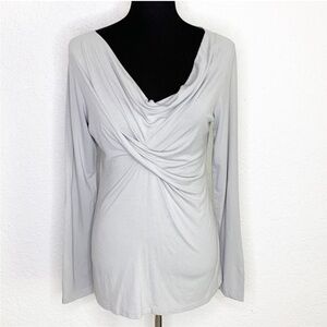 Cabi gray cowl neck twist front long sleeve top size Large (fitted) style #137